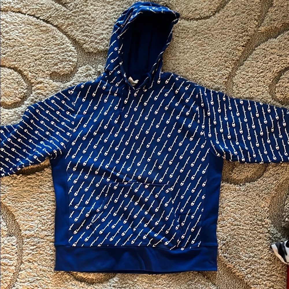Blue Champion Logo Hoodie
